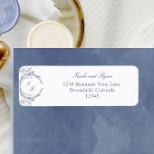 Elegantes Hochzeitrücksendesiegel für Navy Monogra