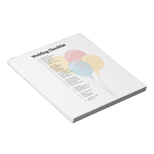 Elegantes Hochzeits-Checklisten-Notizbuch Notizblock (angewinkelt)