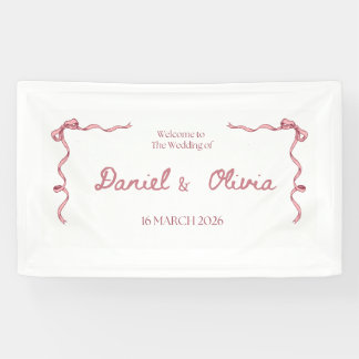Elegantes Hochzeits-Einladungsbanner – Rosa Band D Banner