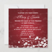 Elegantes Hochzeits-Kirschblüten-Rot Einladung (Rückseite)