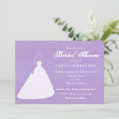 Elegantes Hochzeits-Kleiderlavendel-Brautparty Einladung (Stehend Vorderseite)