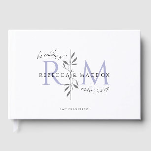 Elegantes Hochzeits-Lavendel-Botanik-Monogramm Gästebuch