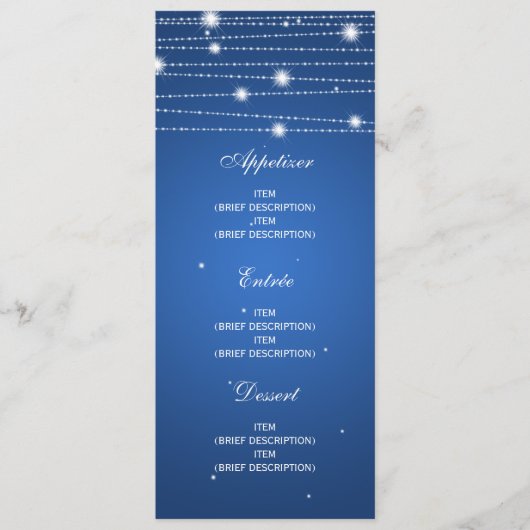 Elegantes Hochzeits-Menü-funkelnde Linien Menükarte (Vorderseite)