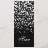 Elegantes Hochzeits-Menü-Silber-Mitternachtszauber Menükarte (Rückseite)