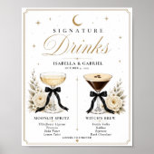 Elegantes Hochzeits-Schild mit schwarzer Schleife Poster (Vorne)