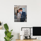 Elegantes Hochzeits-Willkommensfoto Poster (Heimbüro)