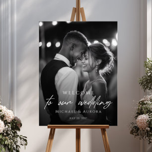 Elegantes Hochzeits-Willkommensfoto Poster