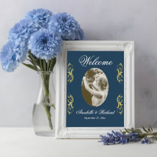 Elegantes Hochzeits-Willkommensschild Poster mit F
