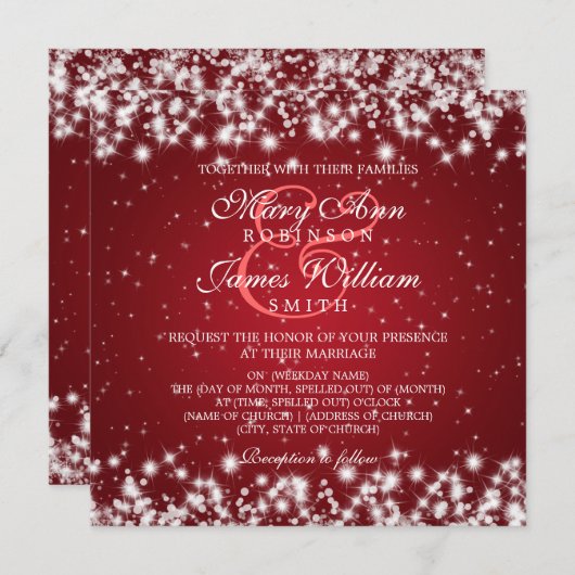 Elegantes Hochzeits-Winter-Schein-Rot Einladung