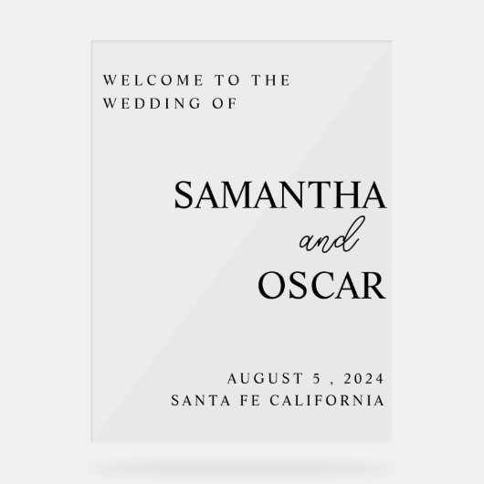 Elegantes Hochzeitsamkeitszeichen Acrylschild (Vorderseite)