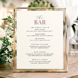 Elegantes Hochzeitsbar-Schild Chic Minimalistisch  Poster