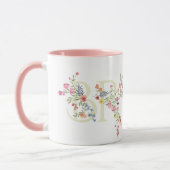 elegantes Hochzeitsblumenfeder BRIDE Brautparty Tasse (Links)