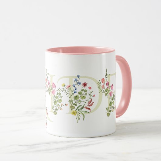 elegantes Hochzeitsblumenfeder BRIDE Brautparty Tasse (VorderseiteRechts)