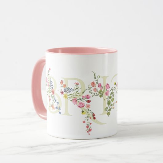 elegantes Hochzeitsblumenfeder BRIDE Brautparty Tasse (Vorderseite Links)