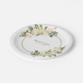 Elegantes HochzeitsblumenwasserFarbe Gold Weißes P Pappteller (Schrägansicht)