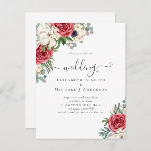 Elegantes Hochzeitsbudget Red White Blue Floral (Vorne/Hinten)