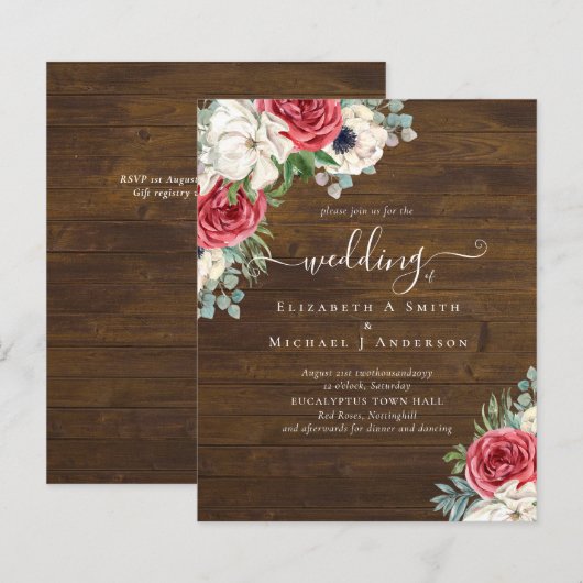 Elegantes Hochzeitsbudget Red White Blue Floral (Vorne/Hinten)