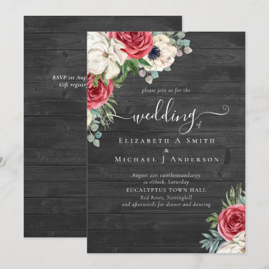 Elegantes Hochzeitsbudget Red White Blue Floral (Vorne/Hinten)