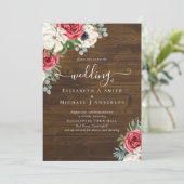 Elegantes Hochzeitsbudget Red White Blue Floral (Stehend Vorderseite)