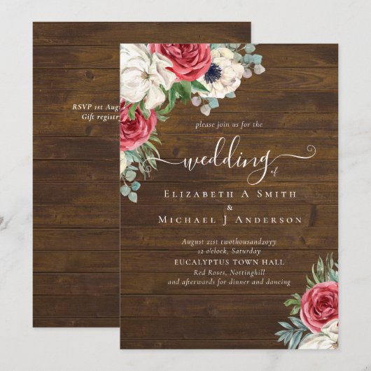 Elegantes Hochzeitsbudget Red White Blue Floral (Vorne/Hinten)