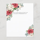 Elegantes Hochzeitsbudget Red White Blue Floral Flyer (Hinten)