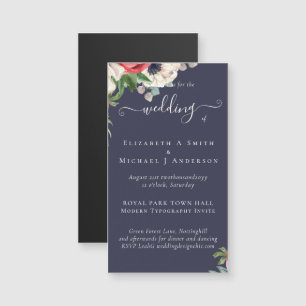 Elegantes Hochzeitsbudget Red White Blue Floral Magnetkarte