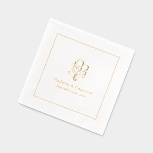 Elegantes Hochzeitschick Custom Gold Servietten Mit Folie (Links)