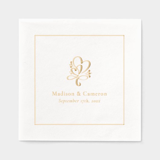 Elegantes Hochzeitschick Custom Gold Servietten Mit Folie (Vorderseite)
