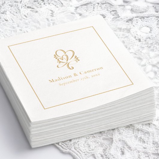 Elegantes Hochzeitschick Custom Gold Servietten Mit Folie