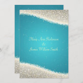 Elegantes Hochzeitsdazzling Glitzern Türkis Einladung (Vorne/Hinten)