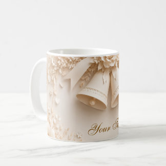 Elegantes Hochzeitsdesign mit Glocken und Rosen Kaffeetasse