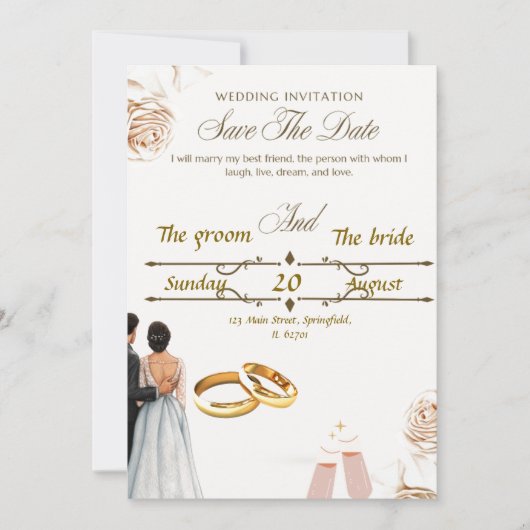 Elegantes Hochzeitsdesign - Zeitloser Blick Einladung (Vorderseite)