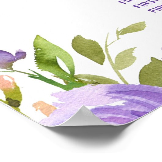 Elegantes Hochzeitsdiagramm für Wasserfarben Poster (Ecke)