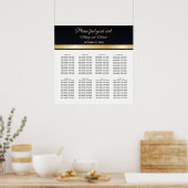 Elegantes Hochzeitsdiagramm Schwarz-weiß und gold Poster (Küche)