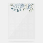 Elegantes Hochzeitsdiagramm von Blauer Flora Acrylschild (Vorderseite)