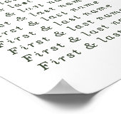 Elegantes Hochzeitsdiagramm von Blauer Flora Poster (Ecke)