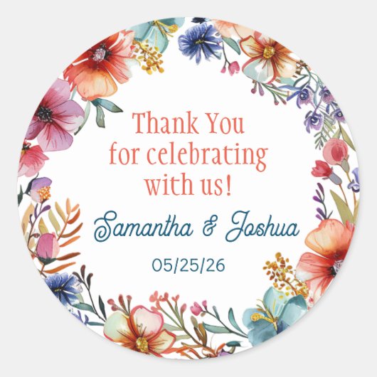 Elegantes Hochzeitseinladung-Siegel Runder Aufkleber (Vorderseite)