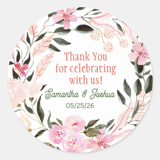 Elegantes Hochzeitseinladung-Siegel Runder Aufkleber (Vorderseite)