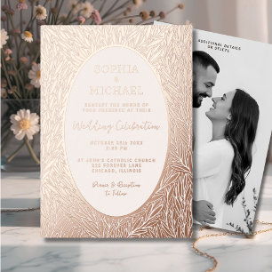 Elegantes Hochzeitseinladungs-Foto Botanische Blät Folien Feiertagskarte