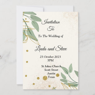 Elegantes Hochzeitsempfang, beige grünes Gold Einladung