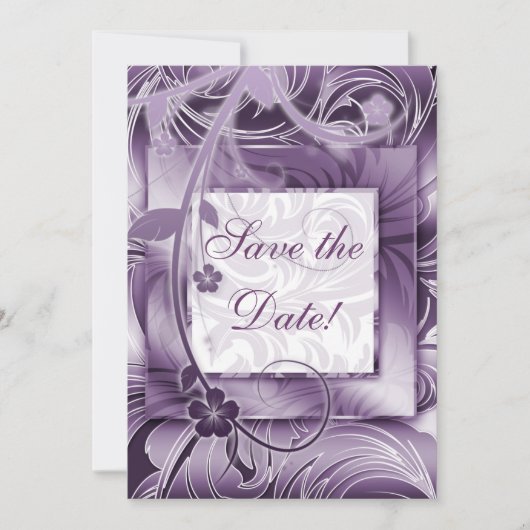 Elegantes Hochzeitserlebnis Lila Silber 2 Save The Date (Vorderseite)