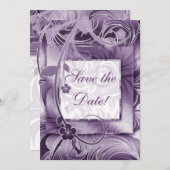 Elegantes Hochzeitserlebnis Lila Silber 2 Save The Date (Vorne/Hinten)