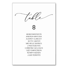 Elegantes Hochzeitsessen, Gästekarte Tischnummer