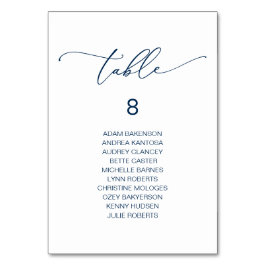 Elegantes Hochzeitsessen, Gästekartentisch Tischnummer