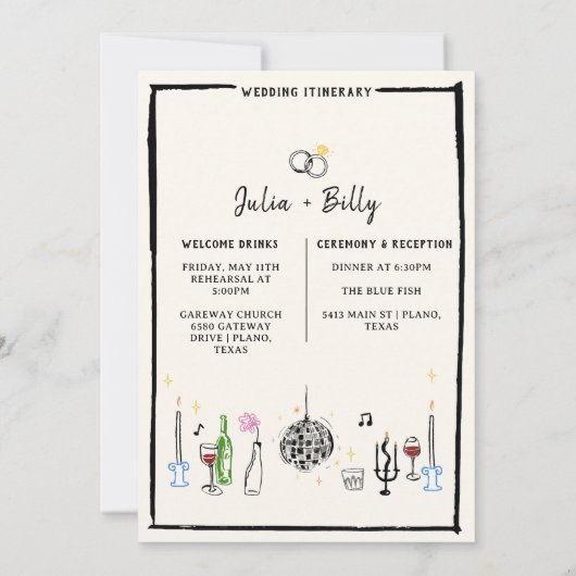 Elegantes Hochzeitsessen Probe Einladung (Rückseite)