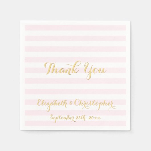 Elegantes Hochzeitsfest Party Rosa Imitate Gold Pa Serviette (Vorderseite)