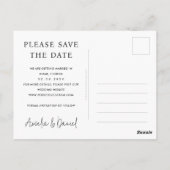 Elegantes Hochzeitsfest Save the Date Foto Postkarte (Rückseite)