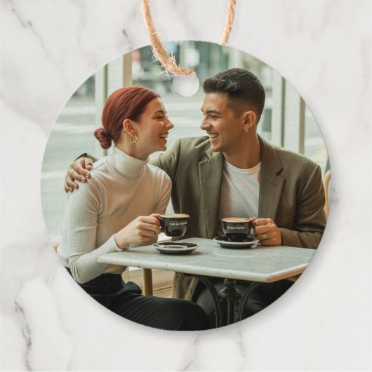 Elegantes Hochzeitsfest "The Perfect Blend" - Foto Geschenkanhänger (Rückseite)