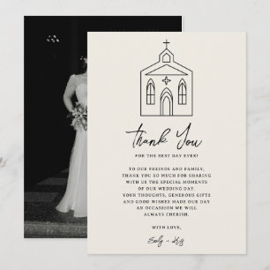 Elegantes Hochzeitsfoto der Ivory Chapel Dankeskarte