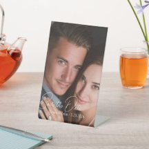 Elegantes Hochzeitsfoto-Save-the-Date-Podest-Schil